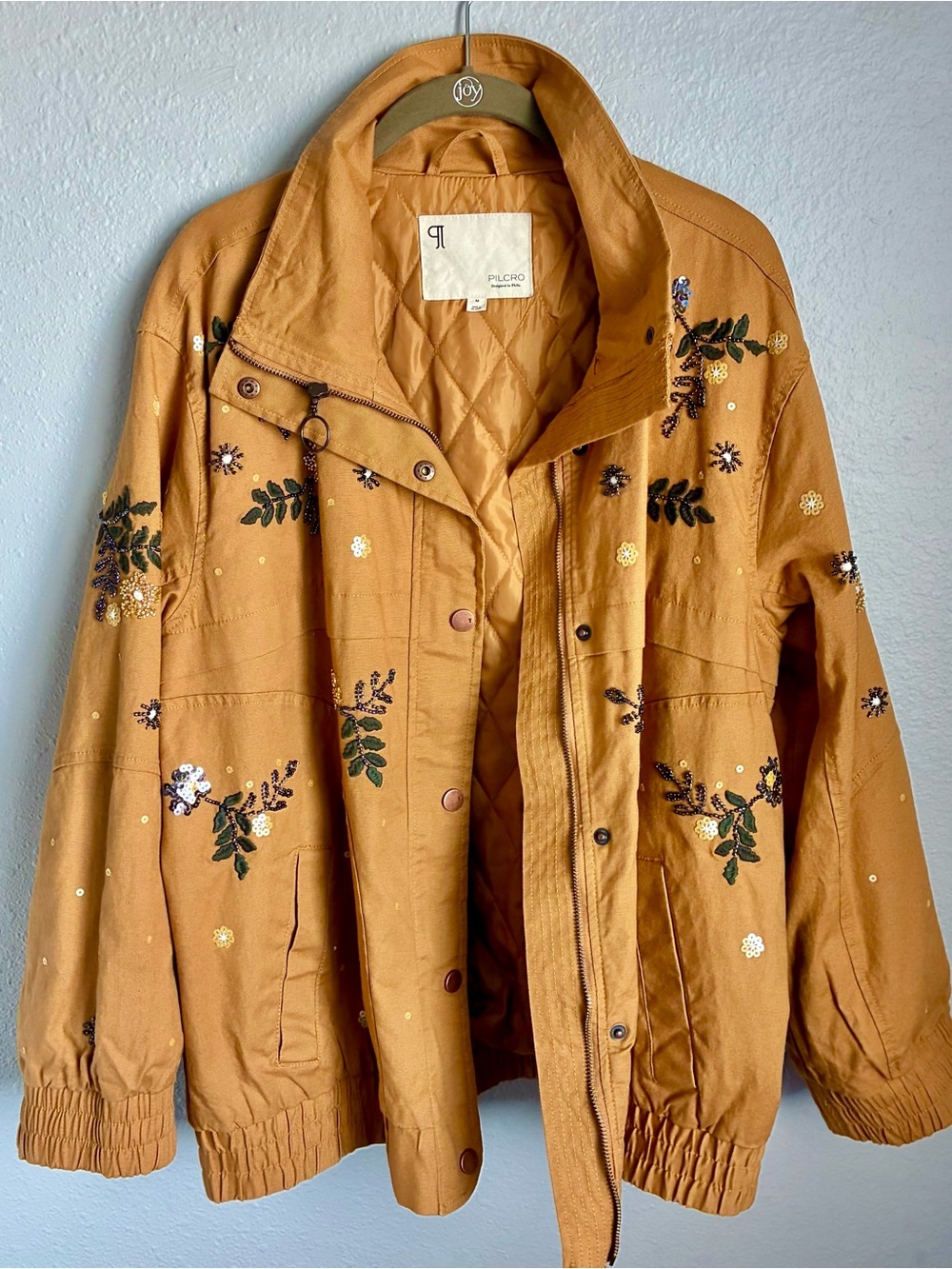 Pilcro Mustard Yellow Embroidered Utility Jacket - Picture 7 of 7